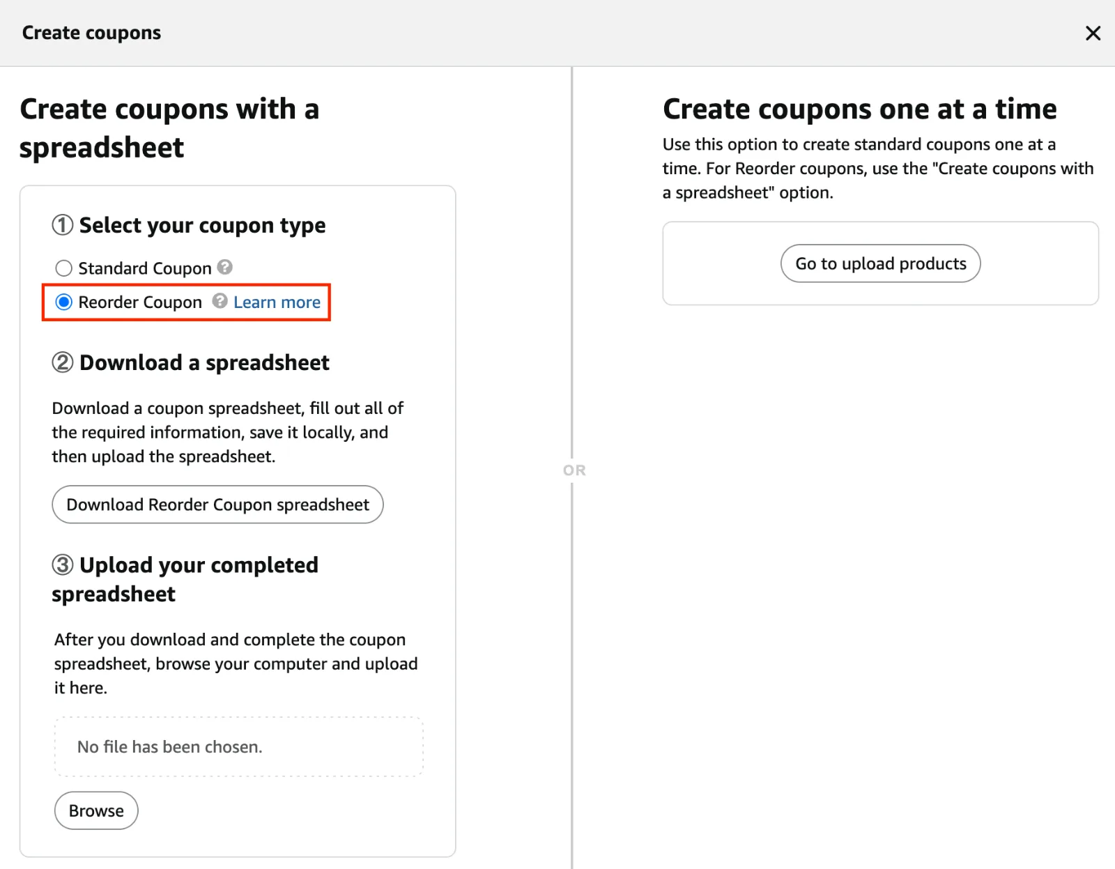 Setup of Reorder and Save campaigns in Amazon Vendor Central