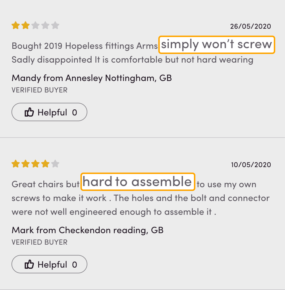 Customer Review Feedback Example