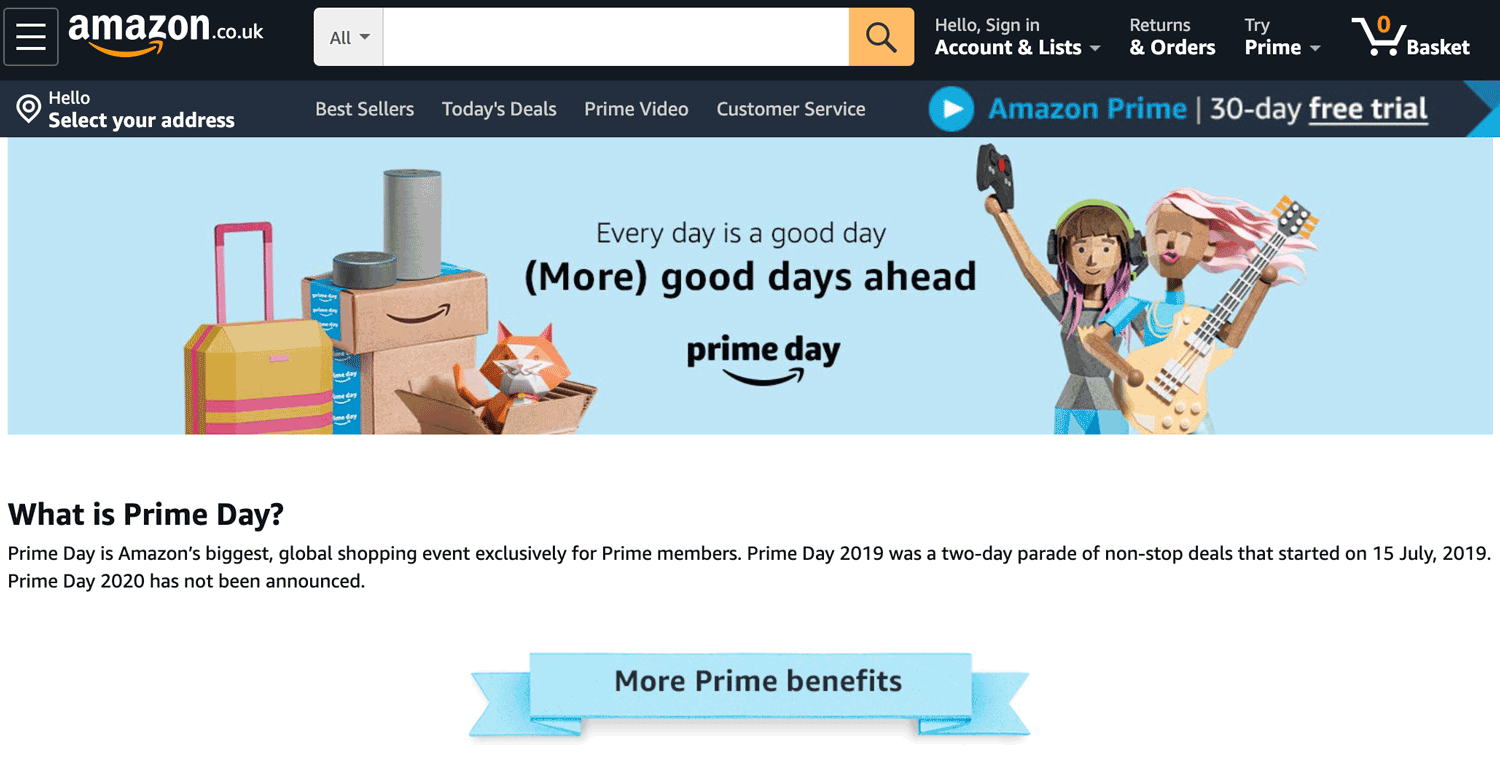 Amazon Prime Day Banner Homepage