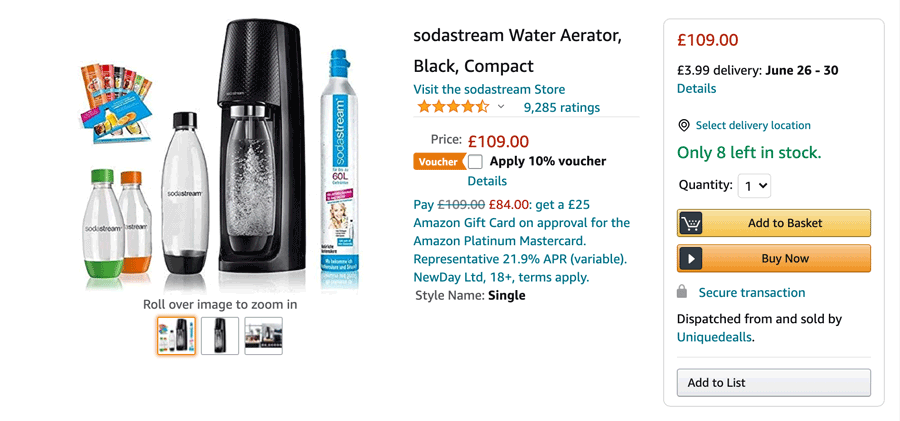 Sodastream's Megapack includes the main product as well as additional accessoires
