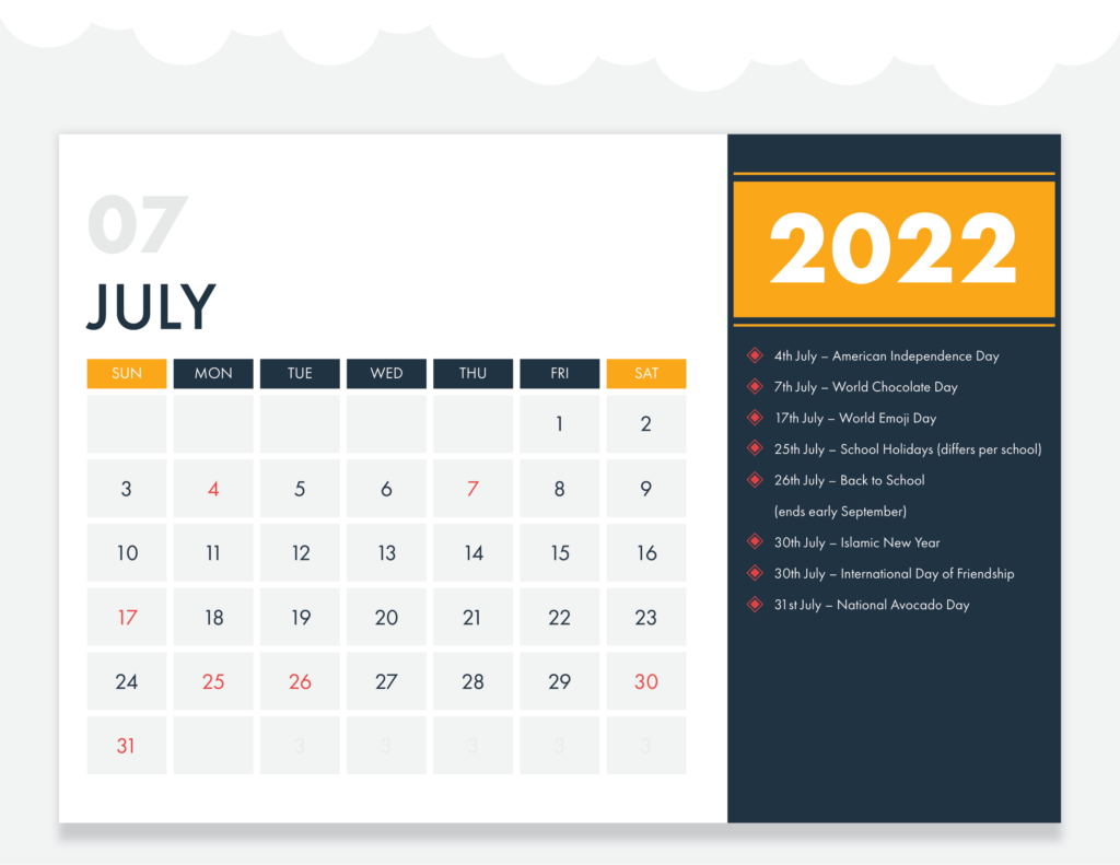 The Retail Marketing Calendar - July 2022