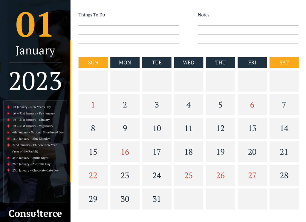 Retail Marketing Calendar - January 2023