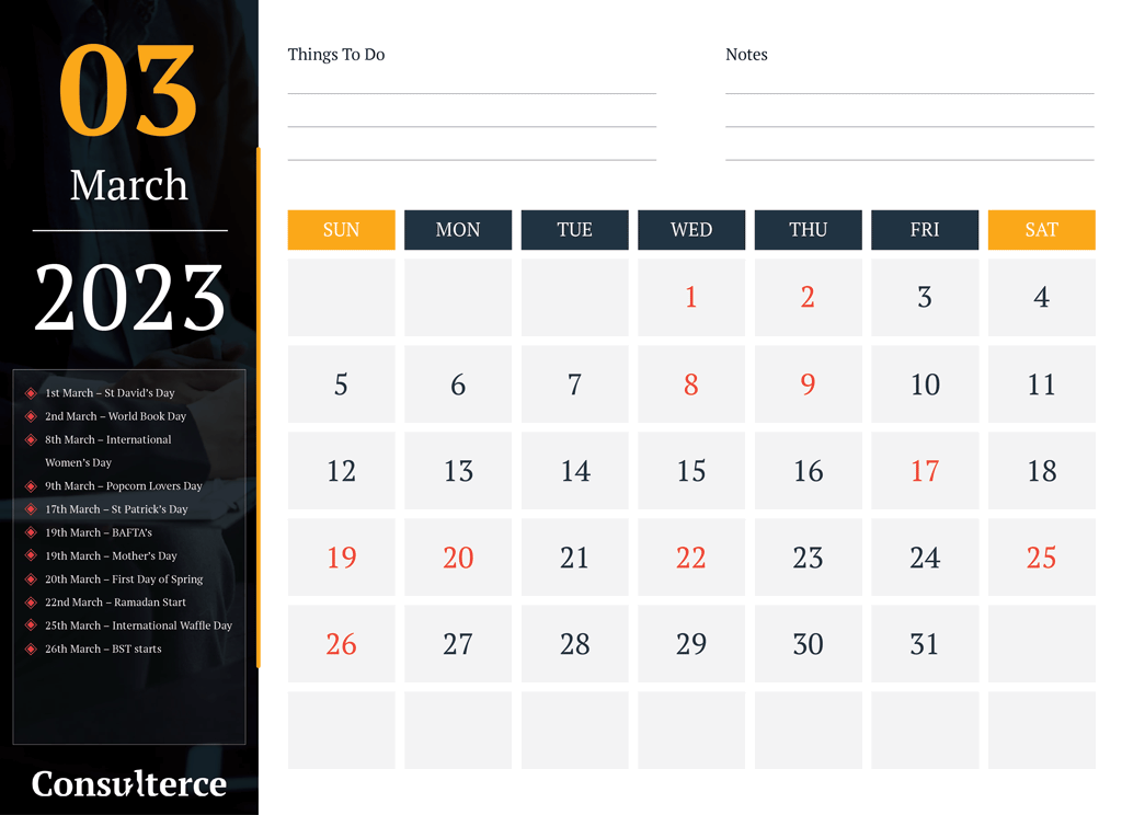 Retail Marketing Calendar - March 2023