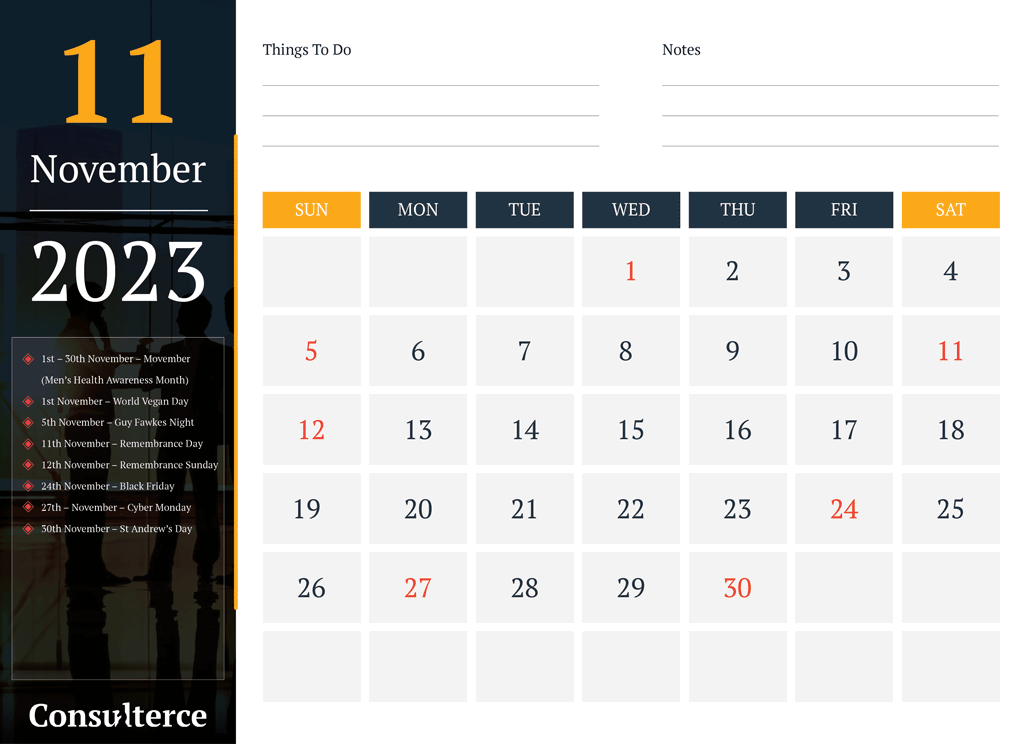 Retail Marketing Calendar - November 2023